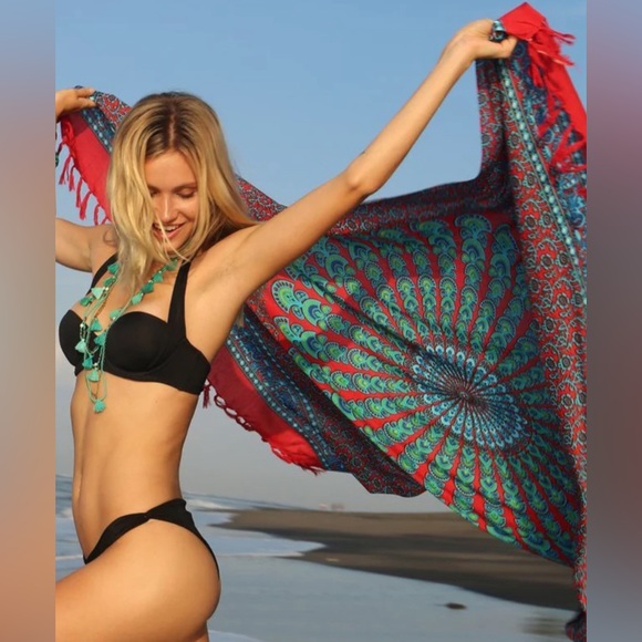 EUC- Shushi ‘Good Vibes’ Mandala Sarong / Pareo / Wrap - Picture 1 of 3